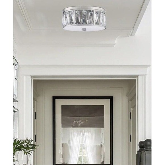 12" Silver Crystal Chandelier Ceiling Light Fixture, LED lighting - Picture 2 of 4